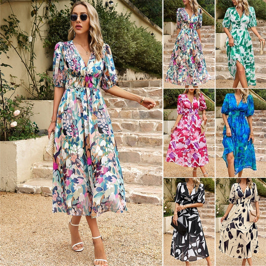 【S-XL】💐Wyszczuplająca talię sukienka w kwiaty