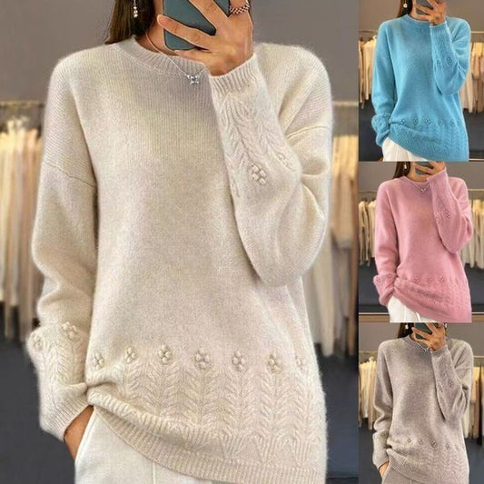 【S-XL】💖Damski sweter z dzianiny w jednolitym kolorze w stylu retro