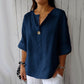 【M-4XL】🌿Przytulny damski top z lnu i bawełny z dekoltem w szpic