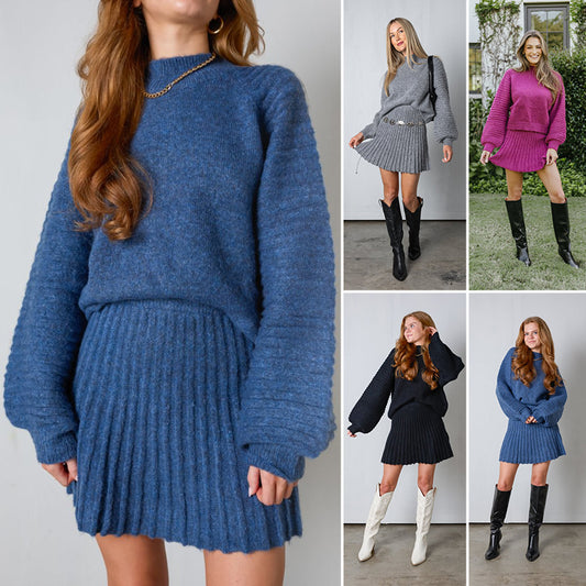 【M-L】👗Zestaw z plisowaną spódnicą z dzianiny