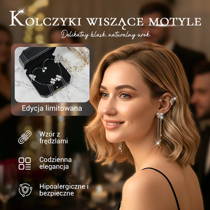 ✨🦋Kolczyki z cyrkoniami z frędzlami w kształcie motyli
