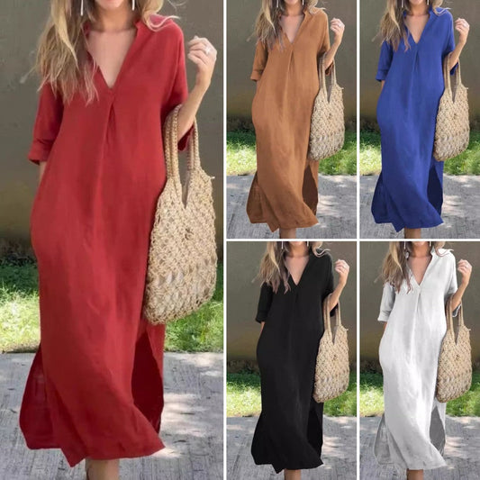 【M-3XL】🌸Elegancka sukienka z rozcięciem pod szyją