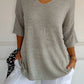 【M-4XL】💖Jednokolorowy dzianinowy top z dekoltem w serek