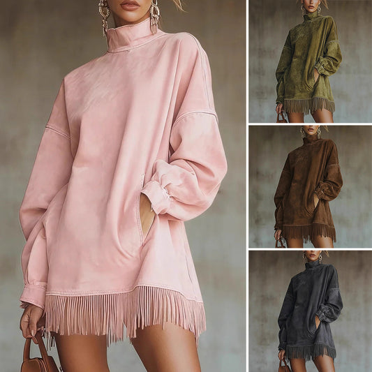 【S-3XL】💖Sukienka z długimi rękawami i frędzlami