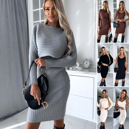 【M-3XL】🥻Dzianinowa sukienka z długim rękawem