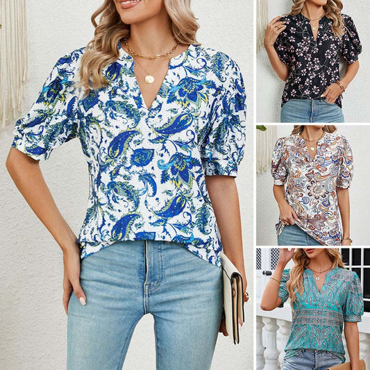 【M-2XL】🌸Damski letni top z nadrukiem V-neck