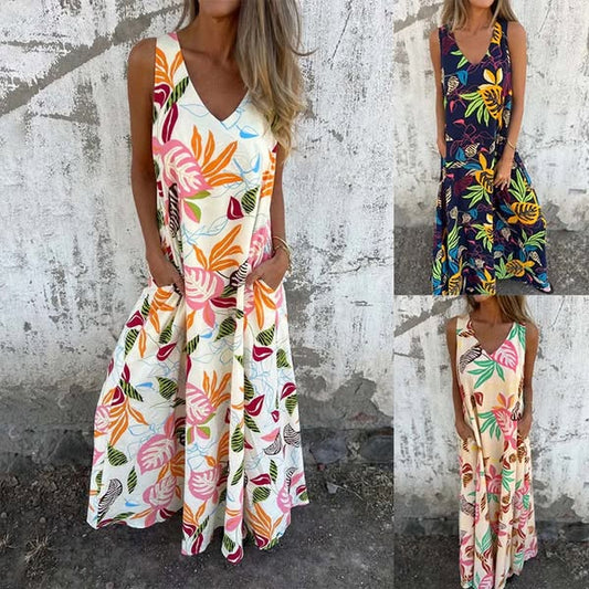 【S-3XL】🌸Sukienka bez rękawów z nadrukiem