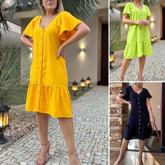 【S-2XL】💖Świeża sukienka w jednolitym kolorze