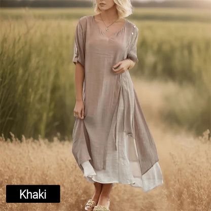 【S-4XL】💞Damska dwuczęściowa sukienka midi o zwiewnym kroju