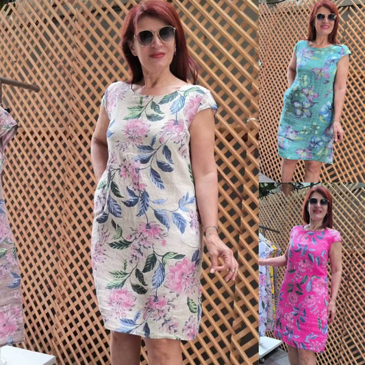 【M-4XL】🌸Sukienka z nadrukiem, szerokimi rękawami i okrągłym