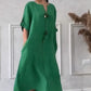 【M-4XL】👗Bawełniana i lniana sukienka z dekoltem V