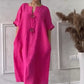 【M-4XL】👗Bawełniana i lniana sukienka z dekoltem V