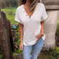 【M-2XL】👚Damski stylowy top z krótkim rękawem z dekoltem w szpic