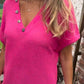 【M-2XL】👚Damski stylowy top z krótkim rękawem z dekoltem w szpic