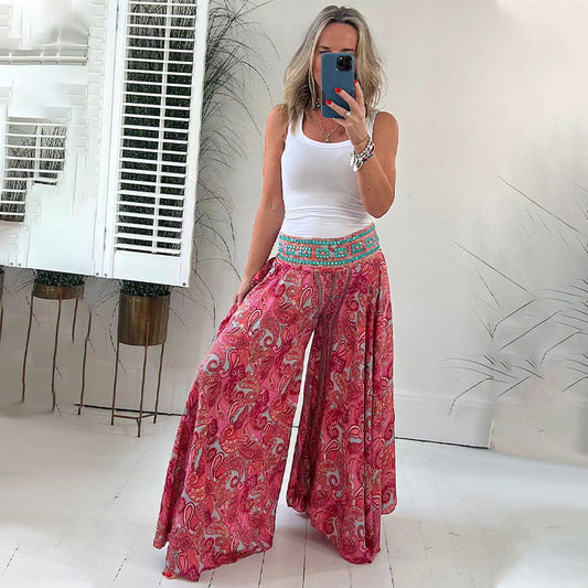 【M-2XL】🌺Elastyczne spodnie w pasie z etnicznym nadrukiem