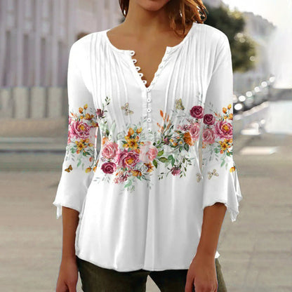 【M-4XL】🌸Damska koszulka z nadrukiem V-neck