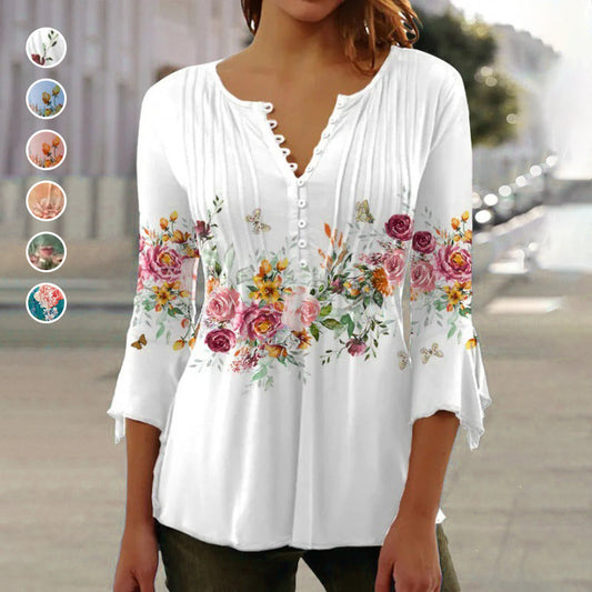 【M-4XL】🌸Damska koszulka z nadrukiem V-neck