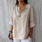 【M-4XL】🌿Przytulny damski top z lnu i bawełny z dekoltem w szpic