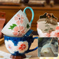 ✨Ręcznie malowany kubek ceramiczny - 🌸Pięknie ręcznie malowana, wytłaczana glazura
