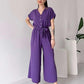 【S-2XL】👚👖Lodowy jedwabny kombinezon z szerokimi nogawkami
