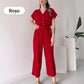 【S-2XL】👚👖Lodowy jedwabny kombinezon z szerokimi nogawkami