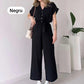 【S-2XL】👚👖Lodowy jedwabny kombinezon z szerokimi nogawkami