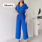 【S-2XL】👚👖Lodowy jedwabny kombinezon z szerokimi nogawkami