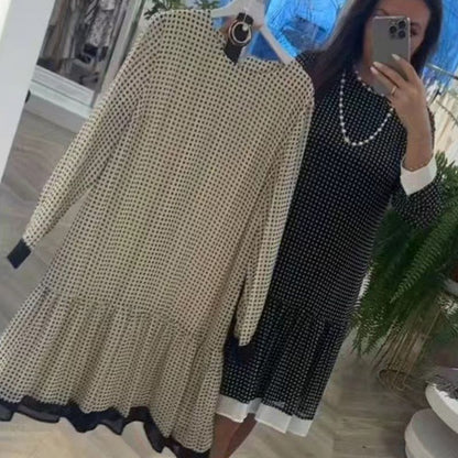 【✨2025 Nowe produkty】👗Elegancka damska sukienka w kropki z długim rękawem