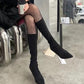 【🍂Niezbędniki na jesień/zimę】👢Zamszowe botki do kolan ze stretchem