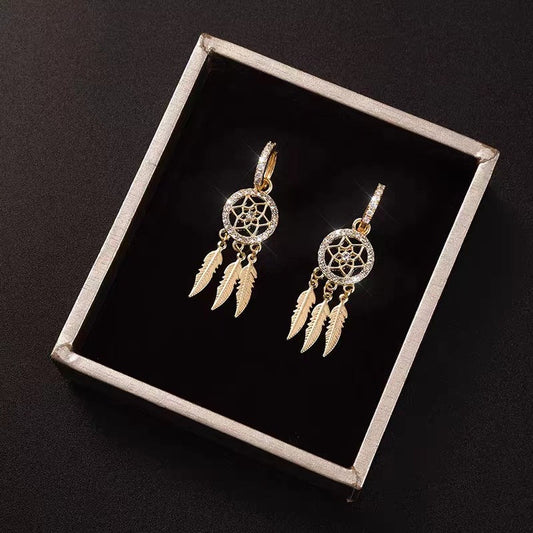 【💞Idealny prezent】🔆Kolczyki z kryształowymi zawieszkami Dreamcatcher