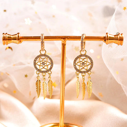 【💞Idealny prezent】🔆Kolczyki z kryształowymi zawieszkami Dreamcatcher