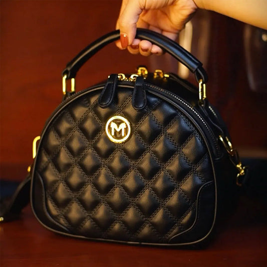 👜Miękka skórzana torba w diamentową kratkę
