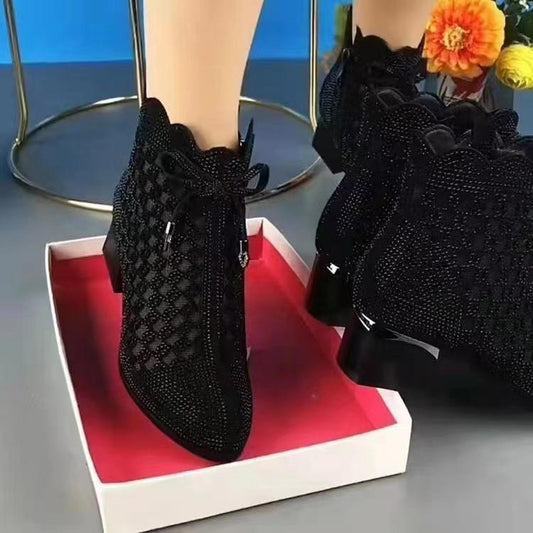 【35-40】👢Botki na obcasie z kokardką