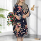 【S-4XL】🌹Elegancka luźna sukienka damska z nadrukiem róży