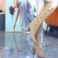 【34-40】👢Ciepłe, długie botki ze szpiczastym noskiem i piętą