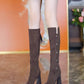 【34-40】👢Ciepłe, długie botki ze szpiczastym noskiem i piętą