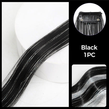 ✨Invisible Clip-in Hair Extensions with Hair Tinsel