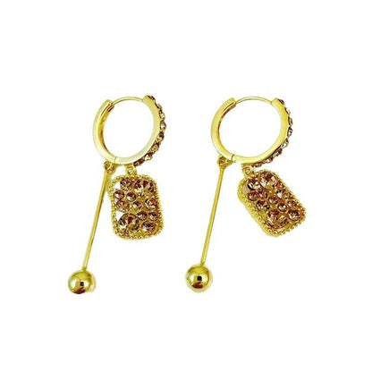 ✨Eleganckie, błyszczące, kwadratowe kolczyki z kryształkami górskimi