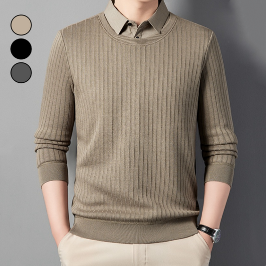 【M-2XL】🥼Męskie dwuczęściowe bluzki z długim rękawem z fałszywymi klapami