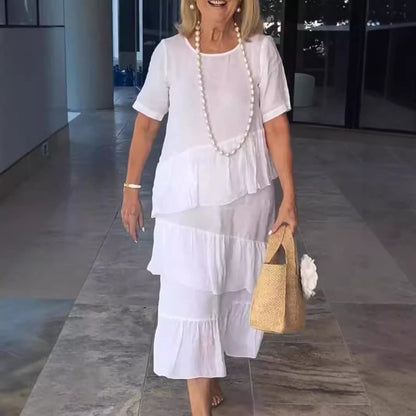 【S-3XL】💖Bawełniana lniana sukienka z krótkim rękawem