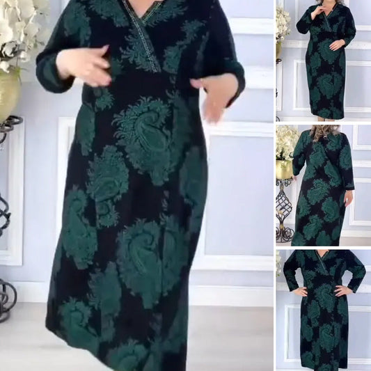 【S-4XL】👗Sukienka plus size midi z dekoltem w szpic