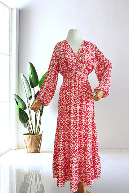 【S-5XL】👗Długa sukienka z nadrukiem w kształcie litery V