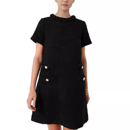 【S-2XL】👗Elegancka damska sukienka tweedowa z krótkim rękawem