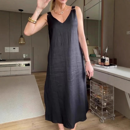 【S-3XL】👗Damska luźna sukienka w kształcie litery A z dekoltem w szpic