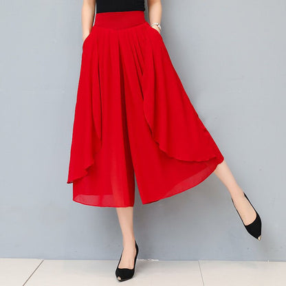 【M-3XL】👗Szyfonowe kuloty damskie z wysoką talią