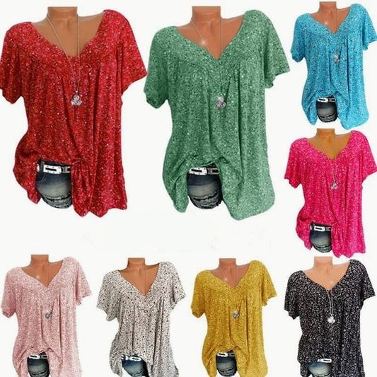 【S-5XL】👚Koszulka z nadrukiem V-neck