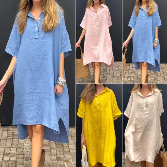 【S-4XL】💃Bawełniana i lniana luźna sukienka z kieszeniami