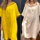 【S-4XL】💃Bawełniana i lniana luźna sukienka z kieszeniami