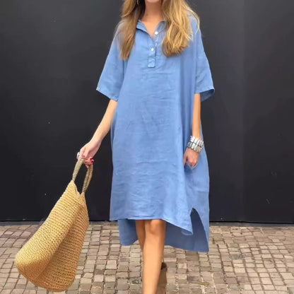 【S-4XL】💃Bawełniana i lniana luźna sukienka z kieszeniami