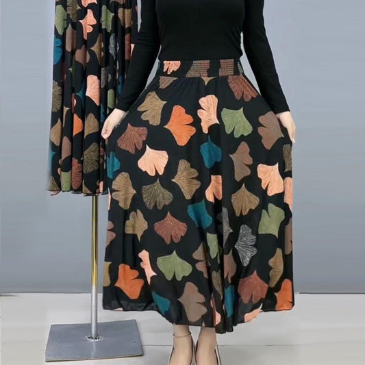 【S-4XL】💐Damska długa spódnica plisowana z wysokim stanem w kwiaty